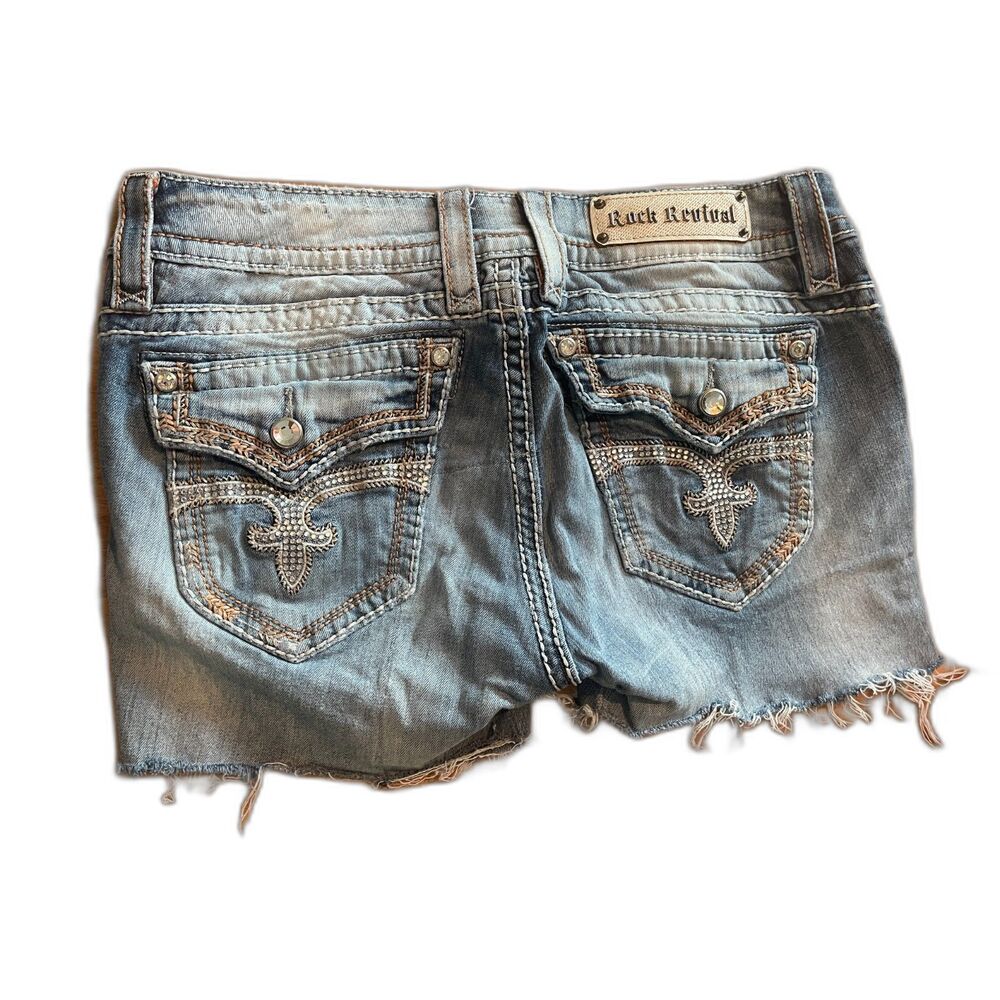 Rock Revival Women's Cut-Off Jean Shorts, Thrashed, Size 31, Short, Zen - Picture 6 of 14
